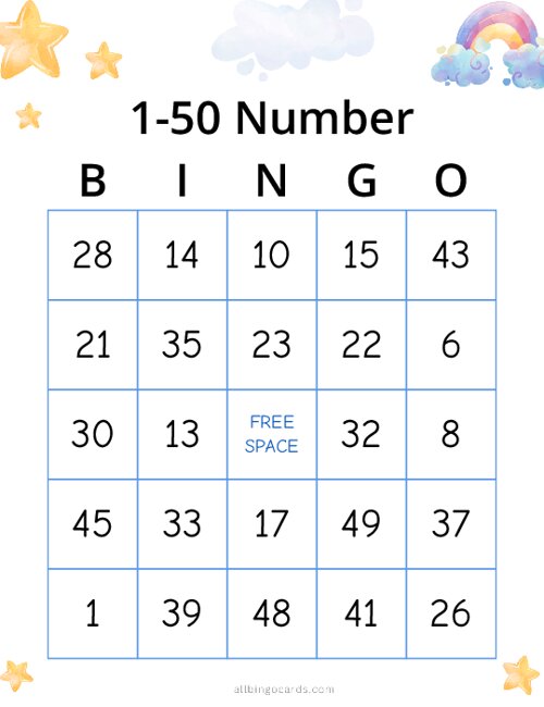 1-50 Number Bingo