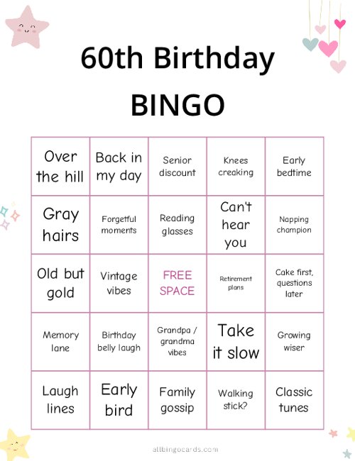 60th Birthday Bingo