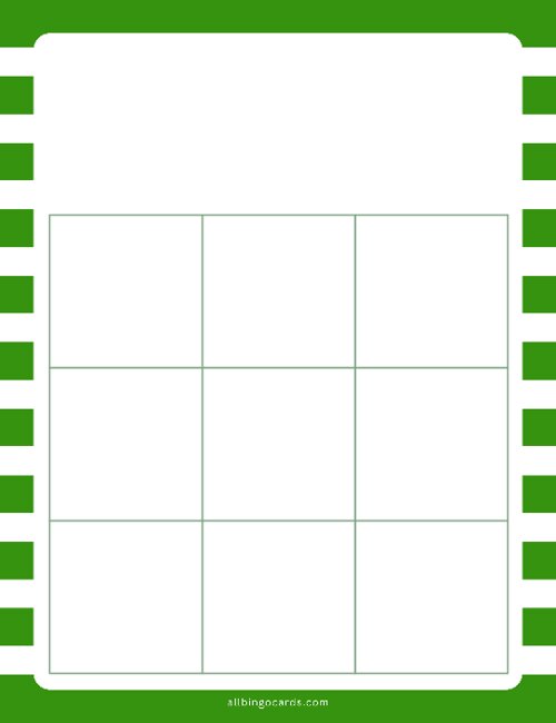 3x3 Blank Green Lines Bingo