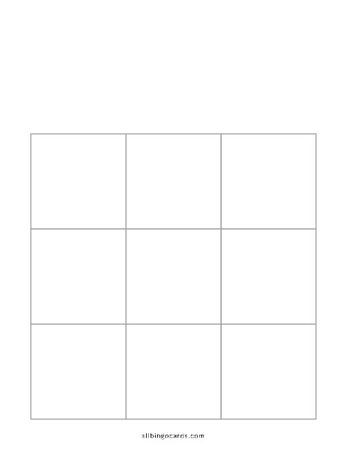 3x3 Blank Minimalist Bingo