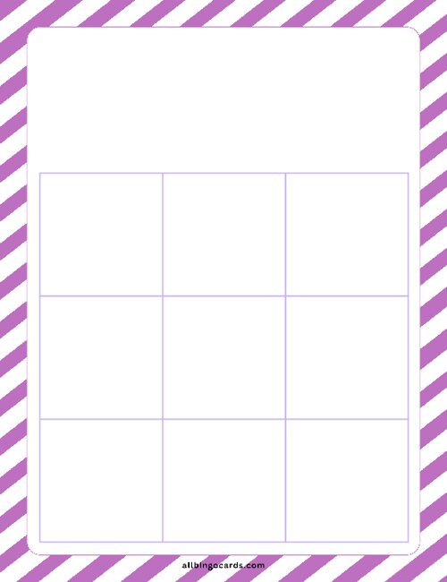 3x3 Blank Purple Stripes Bingo