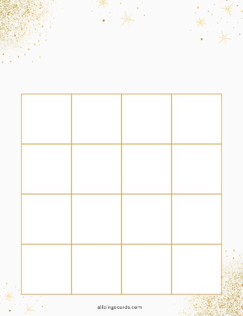 4x4 Blank Celebrations Bingo