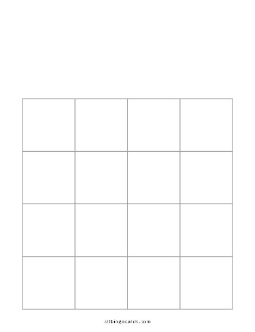 4x4 Blank Minimalist Bingo