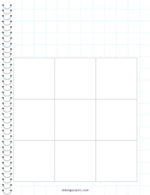 3x3 Blank Notebook Bingo