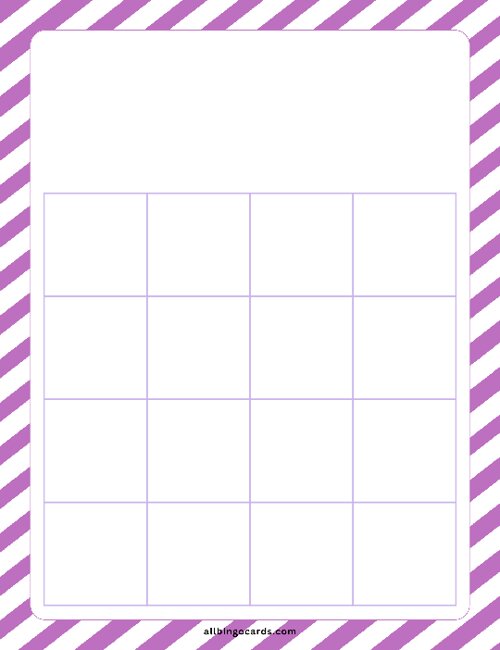 4x4 Blank Purple Stripes Bingo