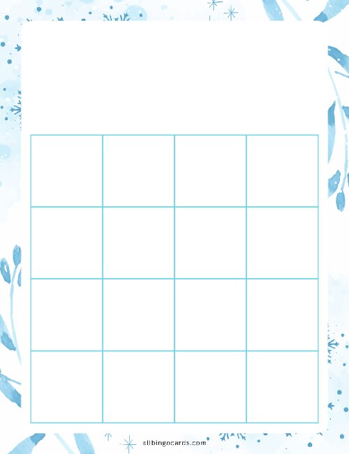 4x4 Blank Winter Wonderland Bingo