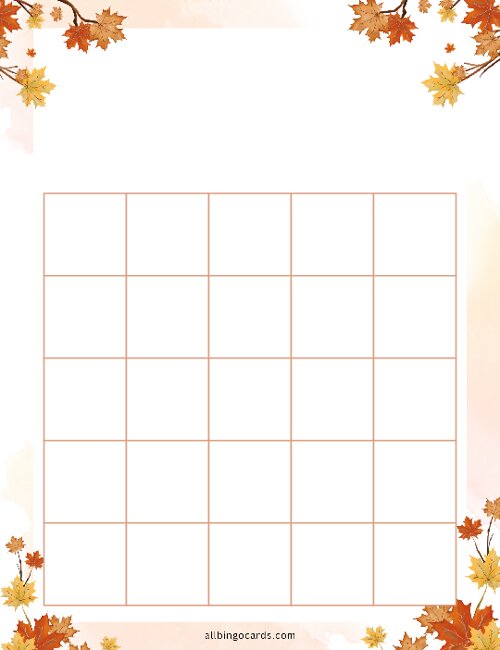 5x5 Blank Autumn Bingo