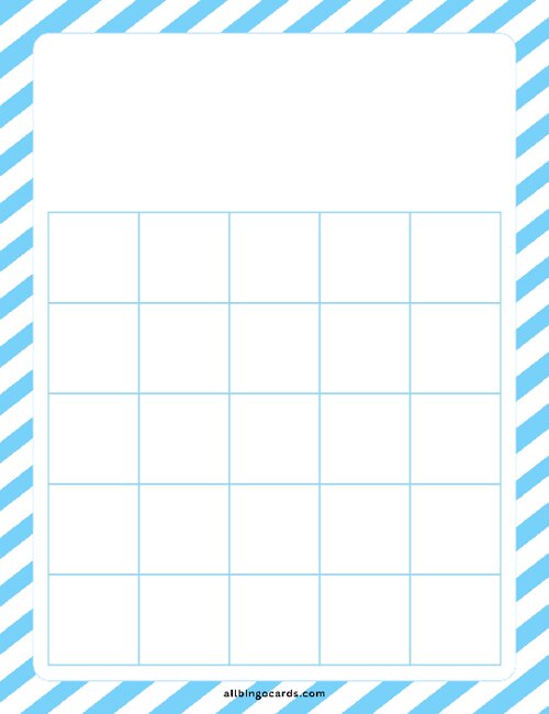 5x5 Blank Blue Stripes Bingo