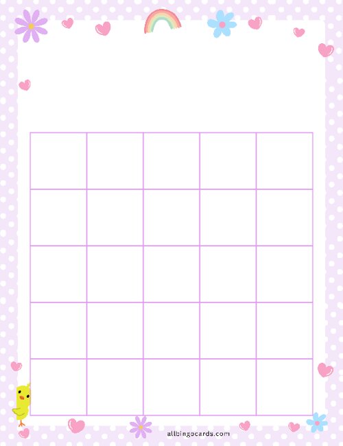 5x5 Blank Easter Bingo