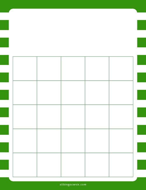 5x5 Blank Green Lines Bingo