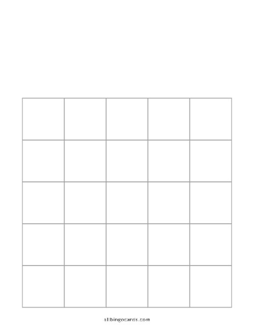 5x5 Blank Minimalist Bingo