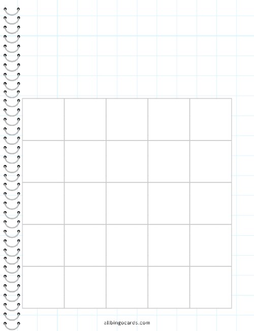 5x5 Blank Notebook Bingo