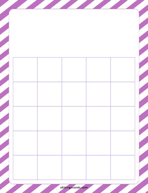 5x5 Blank Purple Stripes Bingo