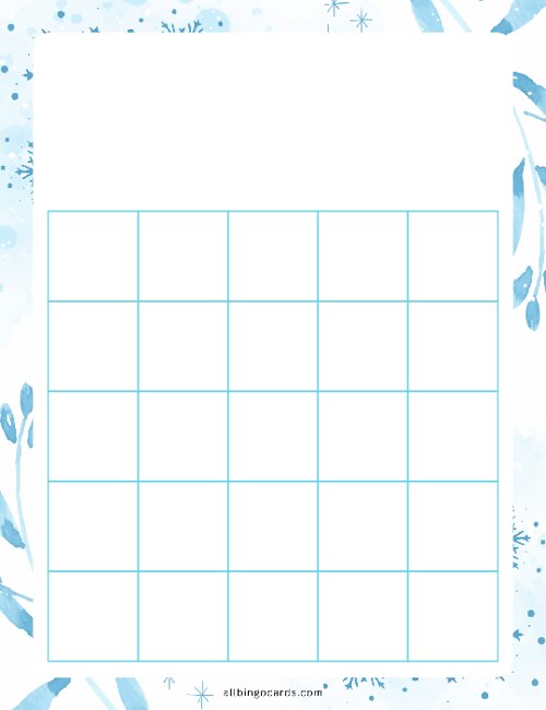 5x5 Blank Winter Wonderland Bingo