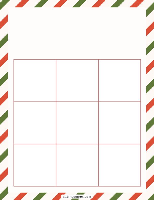 3x3 Blank Holiday Bingo