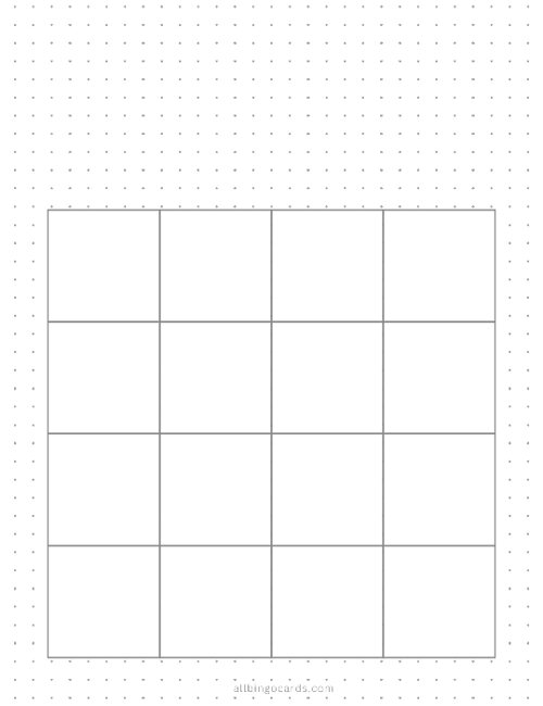 4x4 Blank Dot Grid Bingo