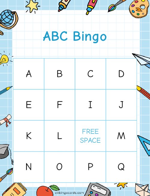 Free Printable ABC Bingo Free Printable ABC Bingo