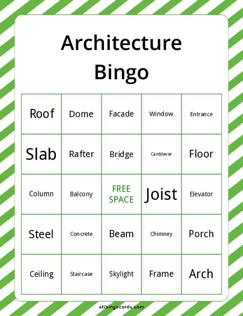 Architecture Bingo