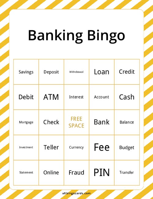 Banking Bingo