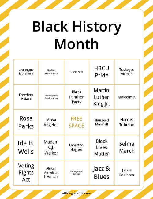 Black History Month Bingo