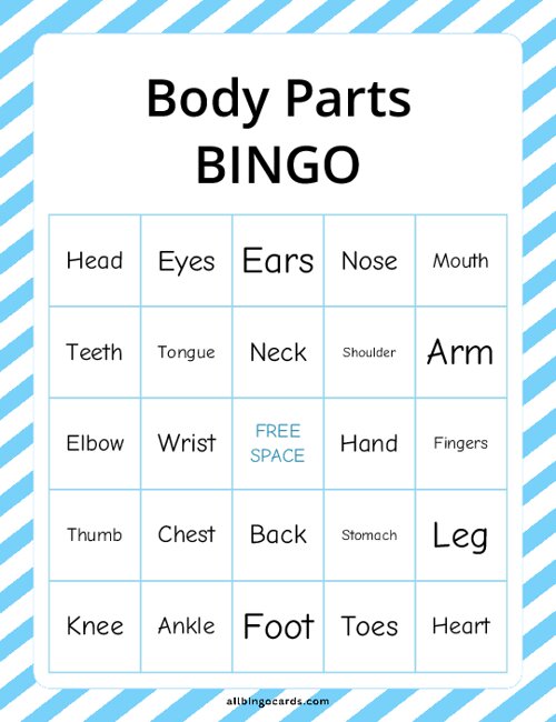 Body Parts Bingo