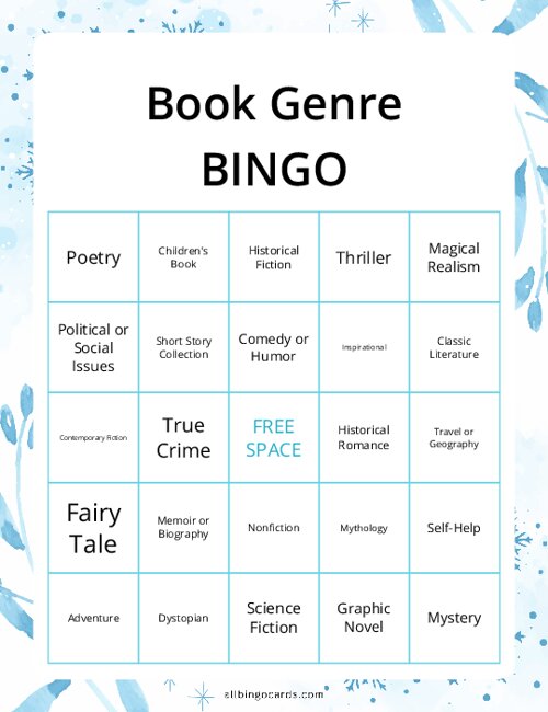 Book Genre Bingo