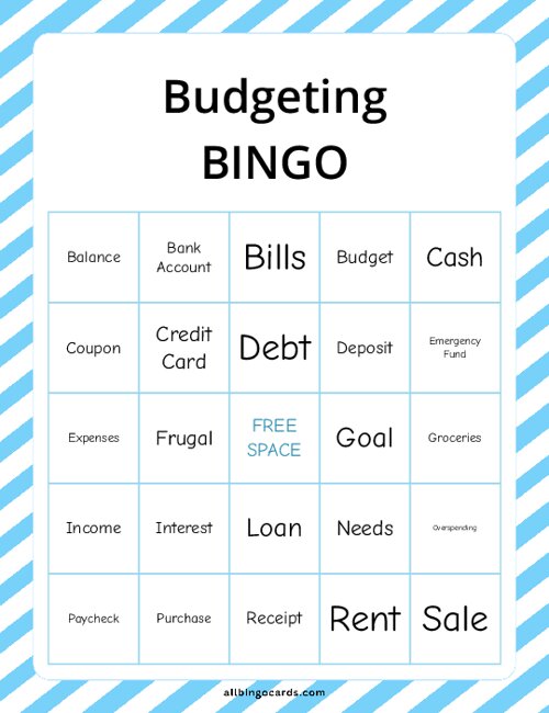 Budgeting Bingo