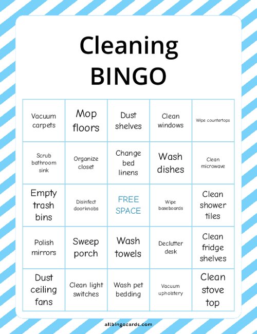 Cleaning Bingo