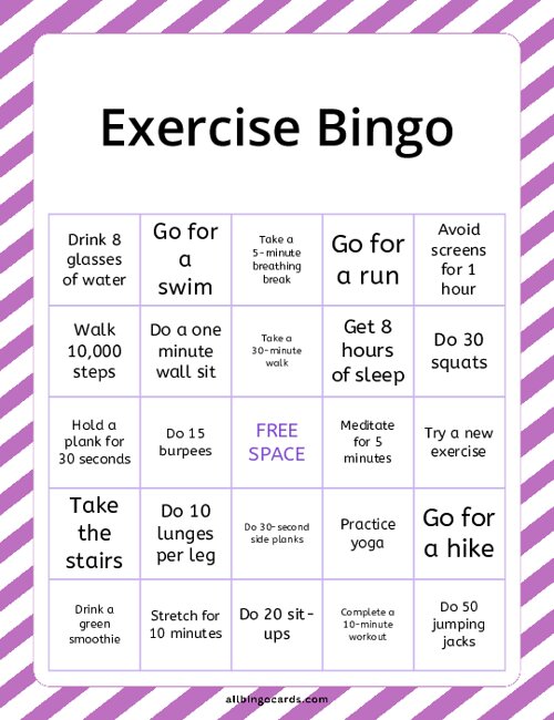 Exercise Bingo