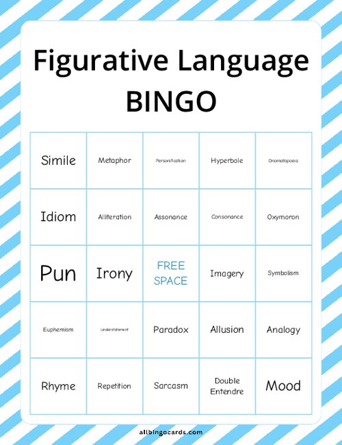 Figurative Language Bingo