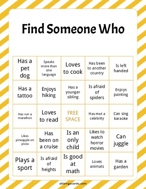 Find Someone Who Bingo