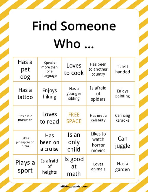 Find Someone Who Bingo