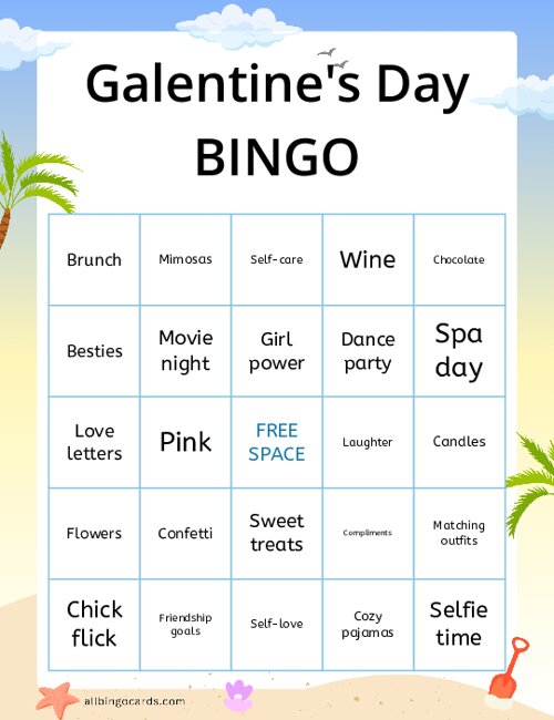 Galentines Day Bingo