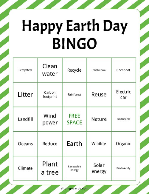 Earth Day Bingo