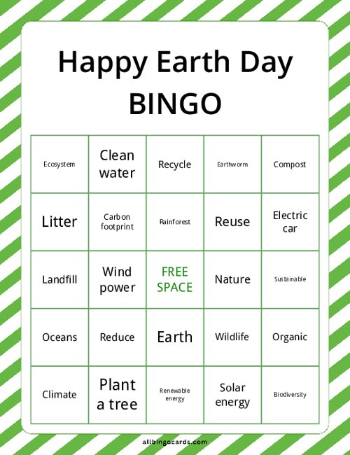 Earth Day Bingo