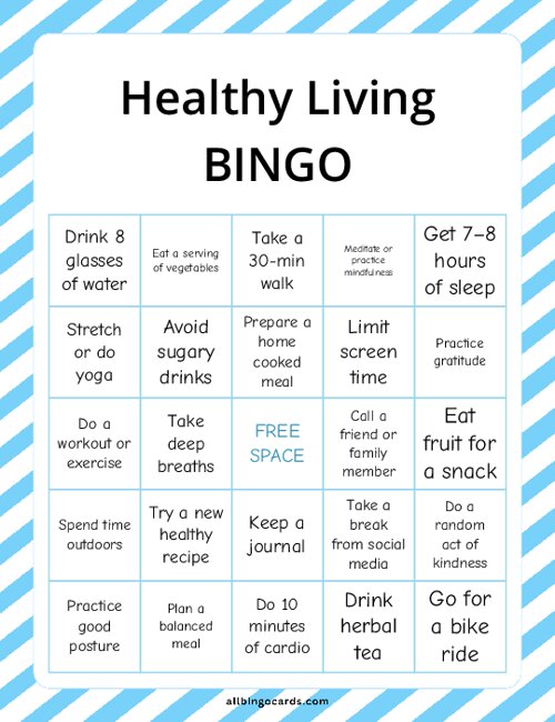 Healthy Living Bingo