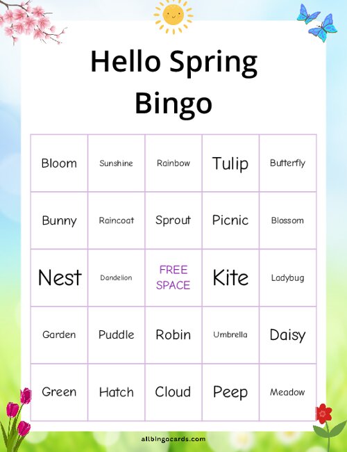 Hello Spring Bingo