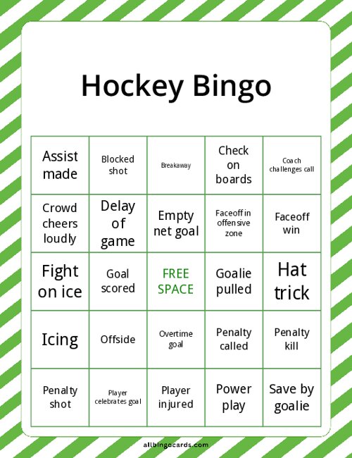 Hockey Bingo