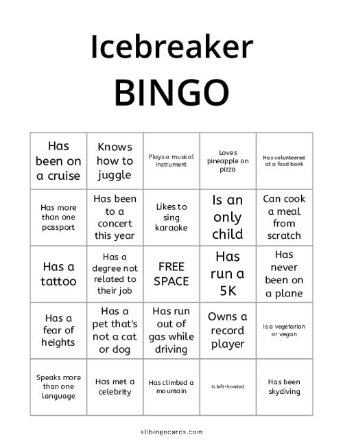 Icebreaker Bingo