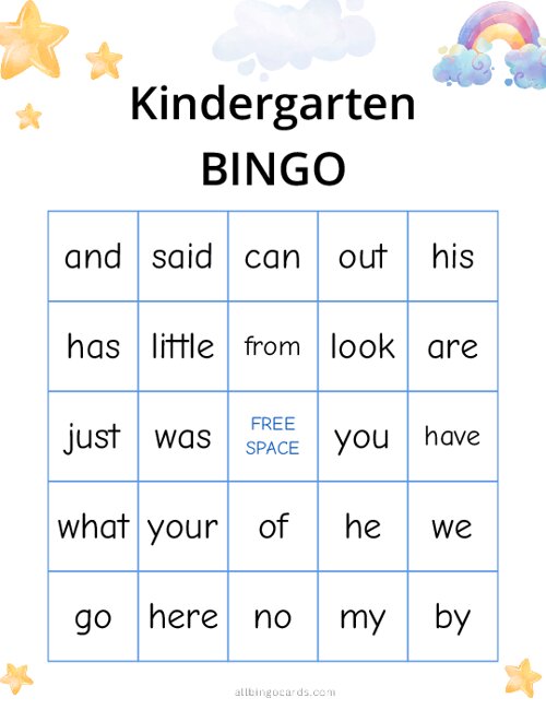 Kindergarten Bingo