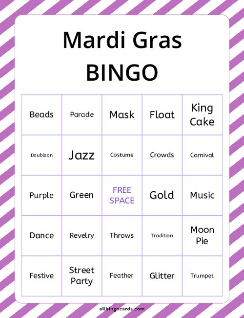 Mardi Gras Bingo