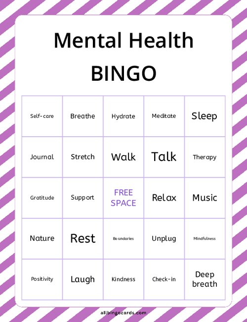 Mental Health Bingo