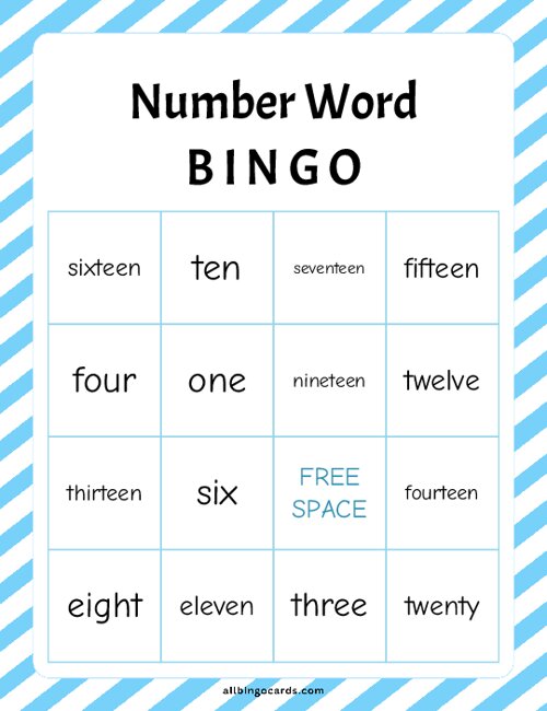 Number word Bingo