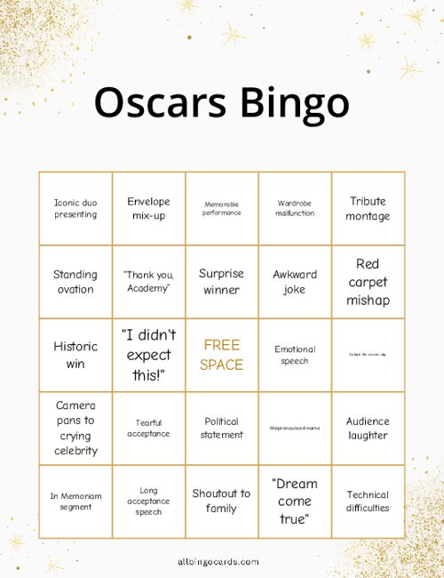 Oscars Bingo