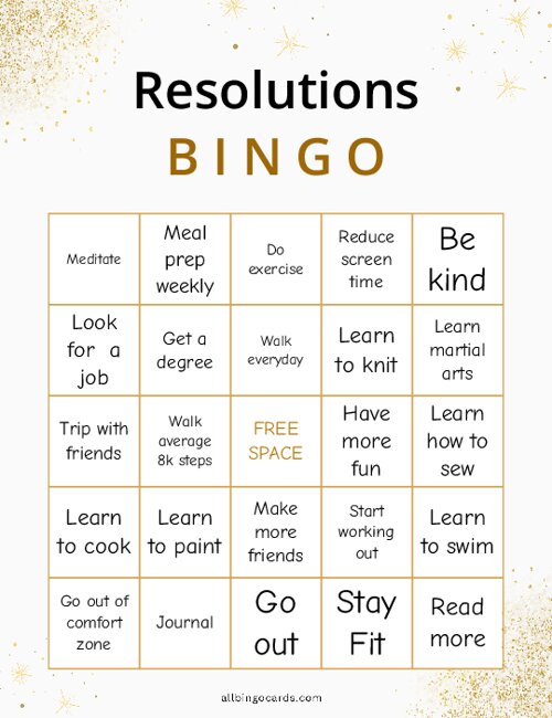 Resolutions Bingo