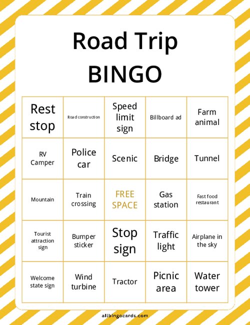 Road Trip Bingo