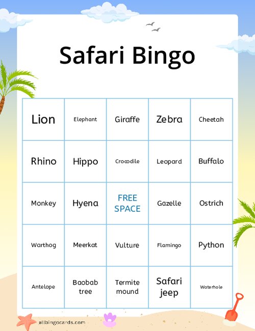 Safari Bingo