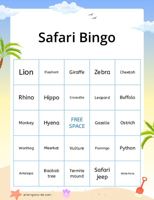 Safari Bingo