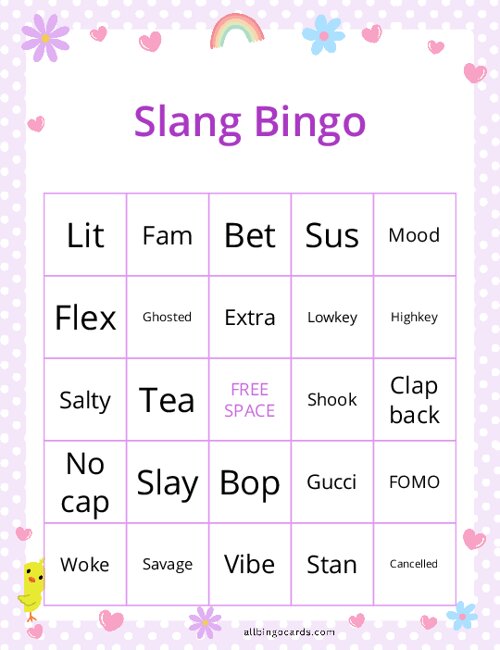 Slang Bingo