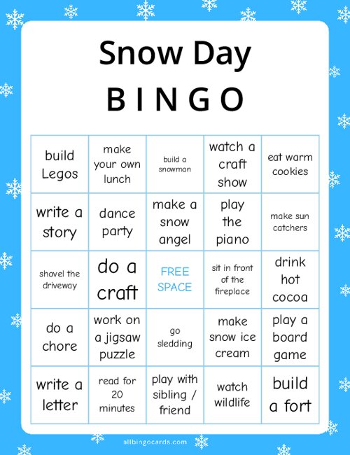 Snow Day Bingo